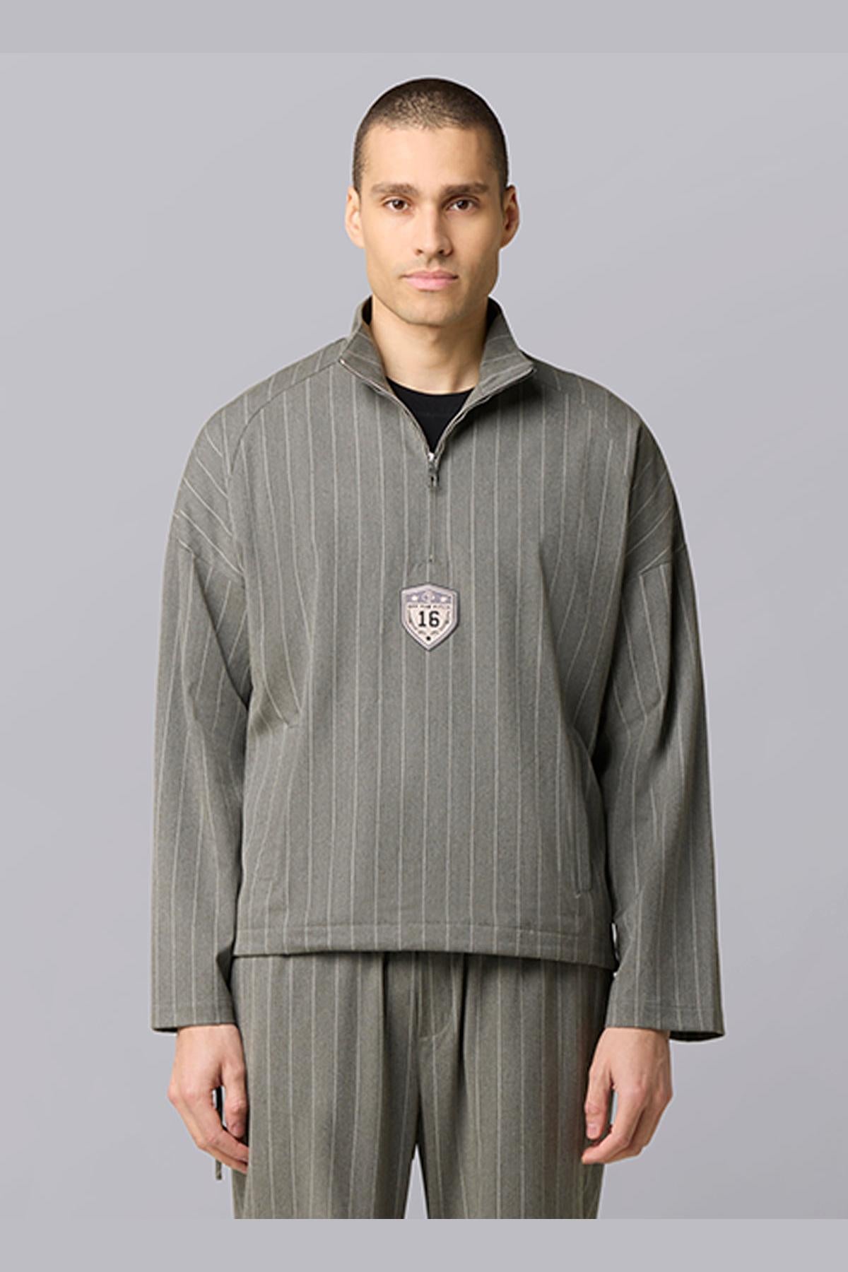 Pin Stripe Funnel Grey