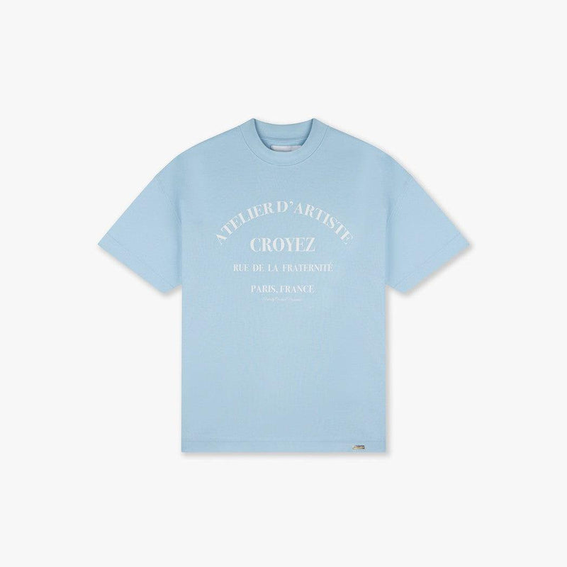 Oversized Atelier T-shirt Light Blue/White-CROYEZ-Mansion Clothing