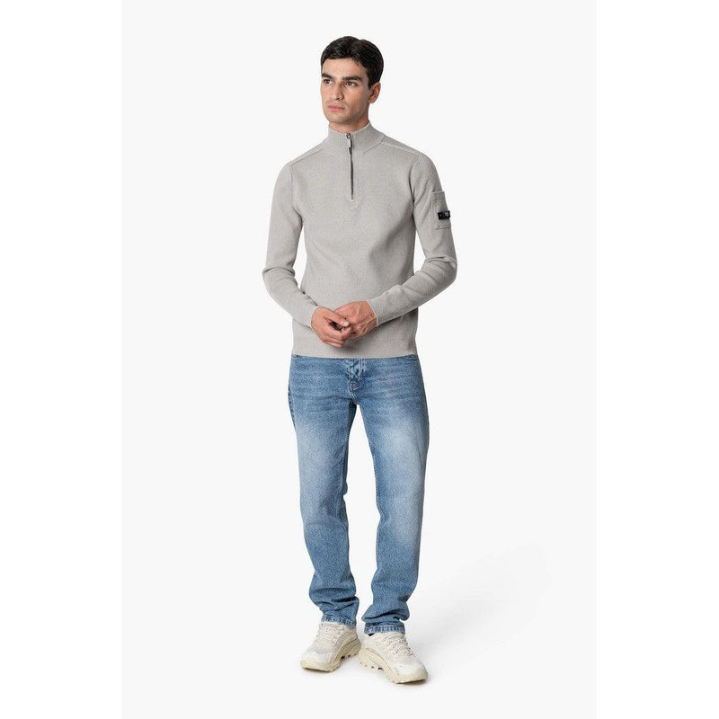 Palace Knitted Halfzip Grey Melee
