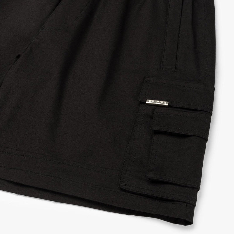 Parachute Cargo Shorts Vintage Black-CROYEZ-Mansion Clothing