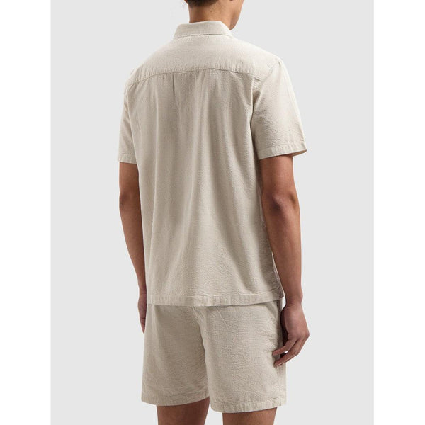 Pinstripe Shortsleeve Shirt - Taupe-Pure Path-Mansion Clothing