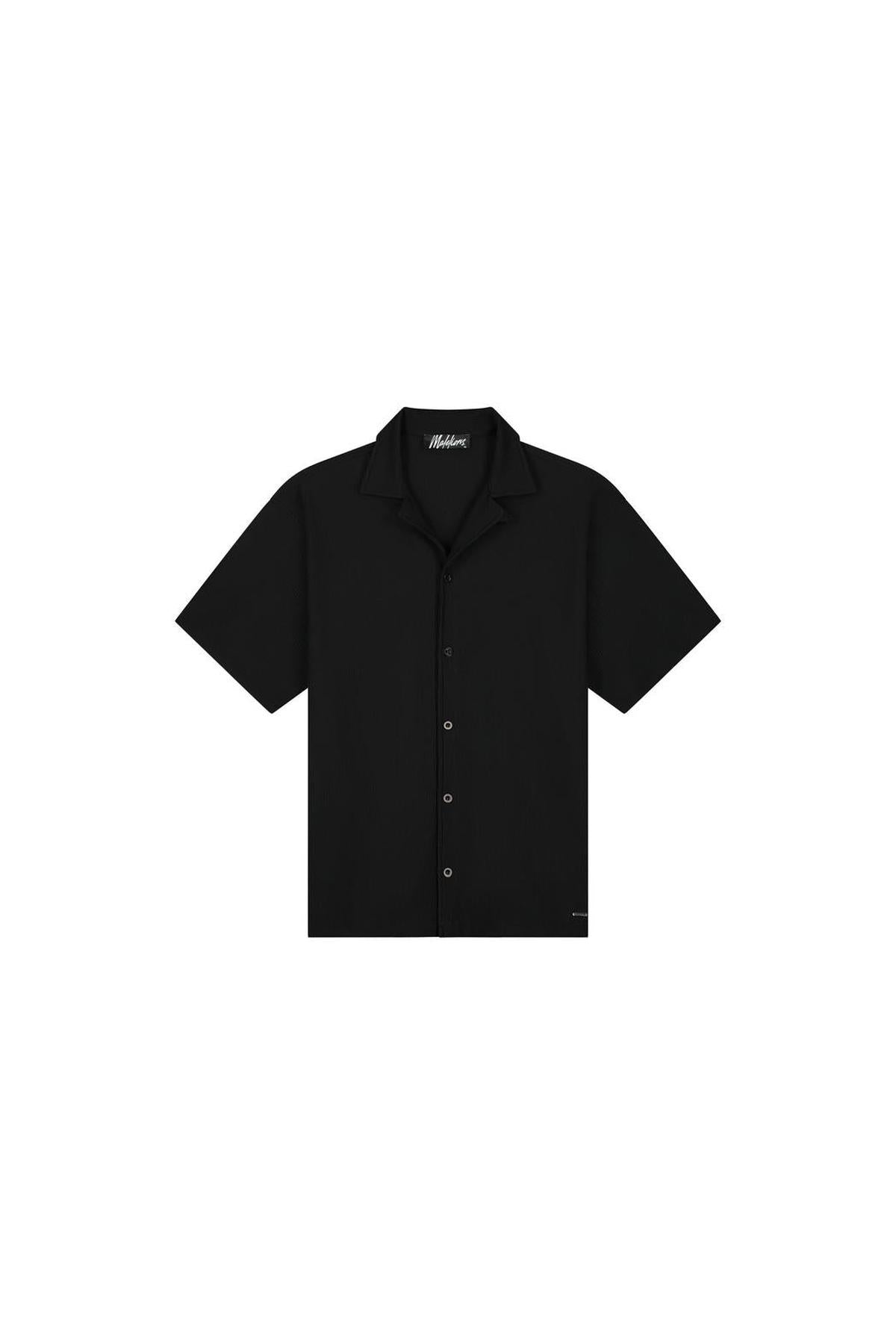 Ribbed Camp Collar Shirt Black