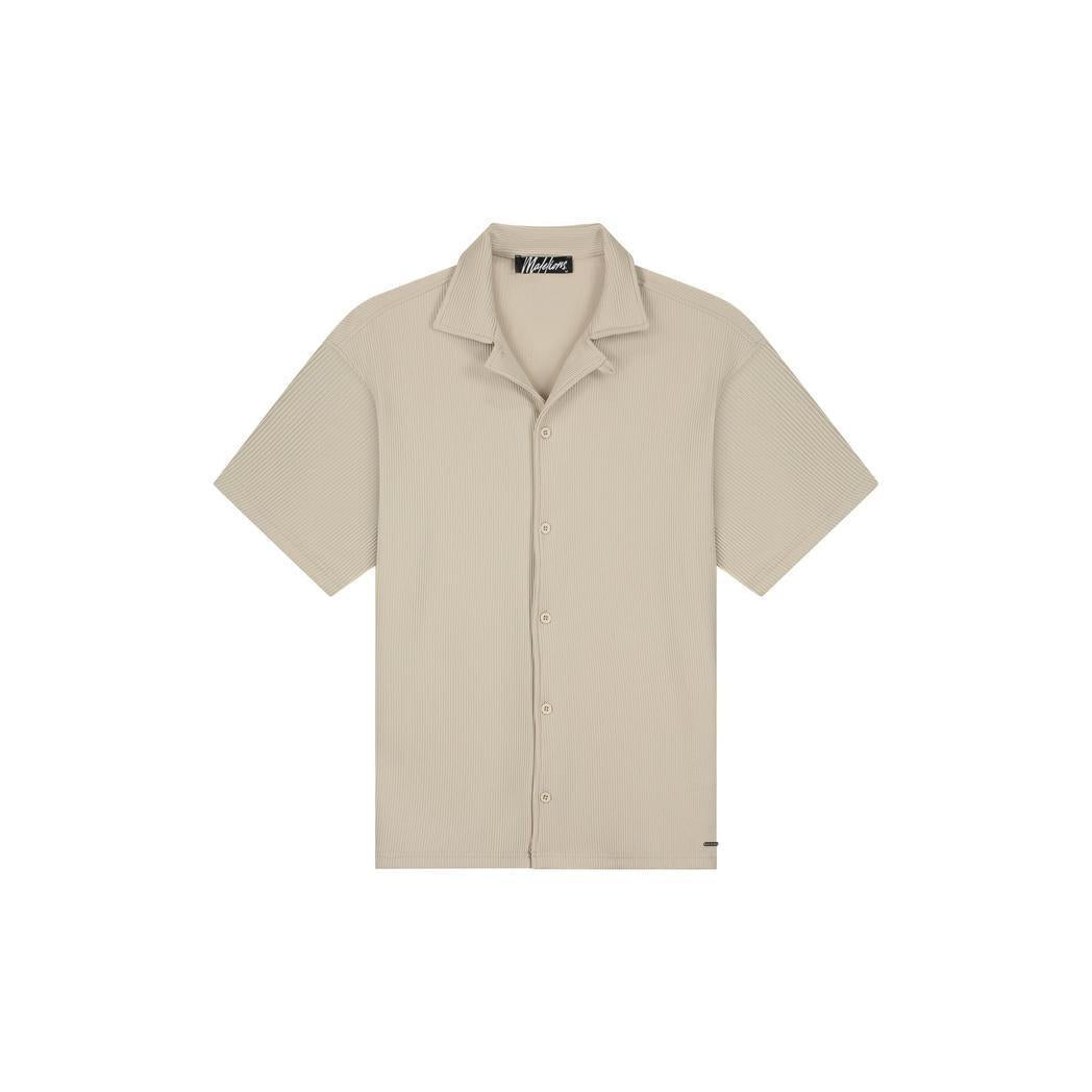Ribbed Camp Collar Shirt Light Taupe-Malelions-Mansion Clothing