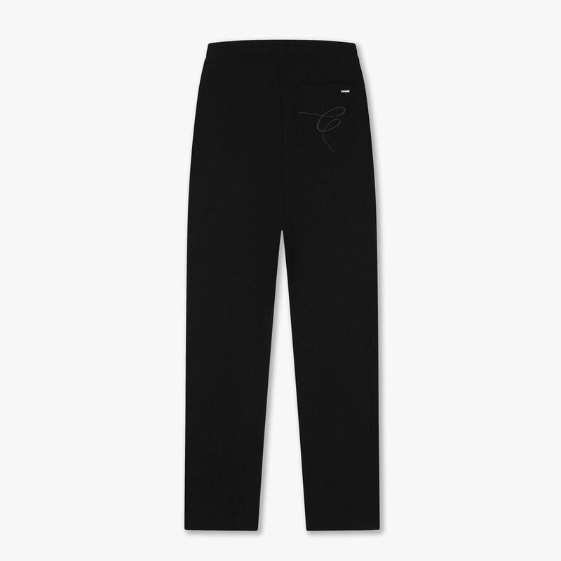 Ribbed Straight Leg Pants Black-CROYEZ-Mansion Clothing