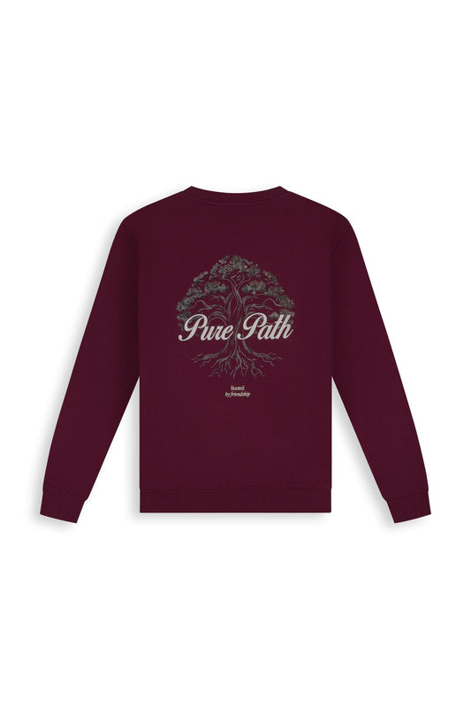 Rooted Tree Sweater Wine Red-Pure Path-Mansion Clothing