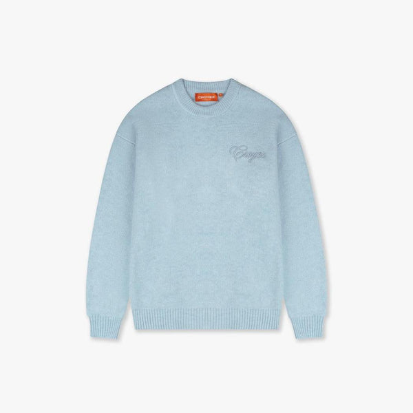 Script Knit Sweater Light Blue-CROYEZ-Mansion Clothing