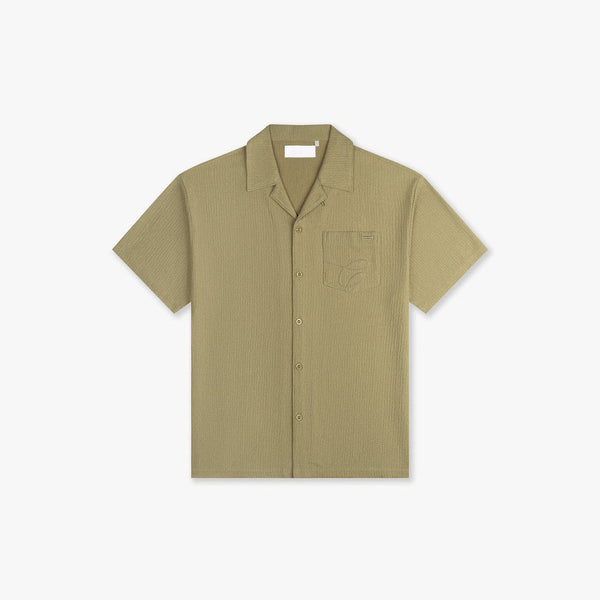Seersucker Shirt Washed Olive-CROYEZ-Mansion Clothing