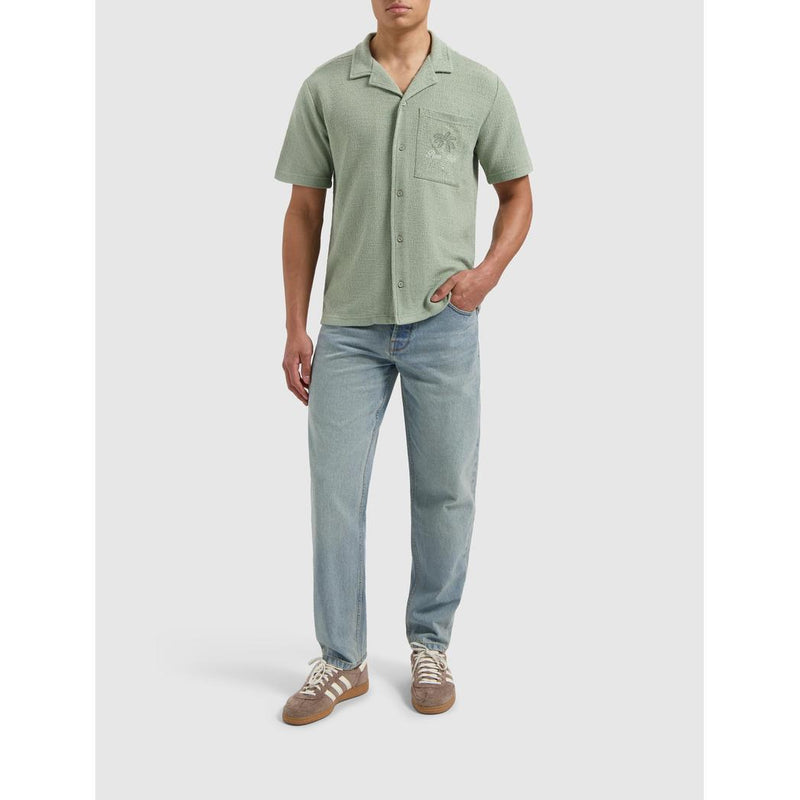 Short Sleeve Bouclé Palm Shirt Army Green