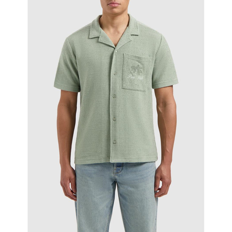 Short Sleeve Bouclé Palm Shirt Army Green