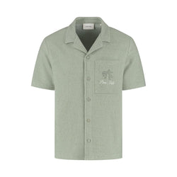 Short Sleeve Bouclé Palm Shirt Army Green