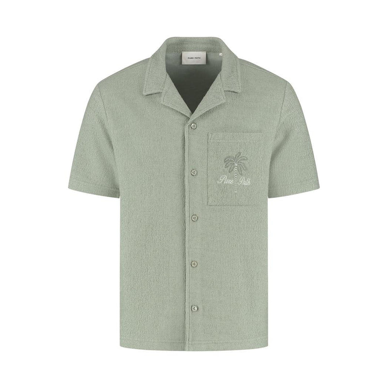 Short Sleeve Bouclé Palm Shirt Army Green
