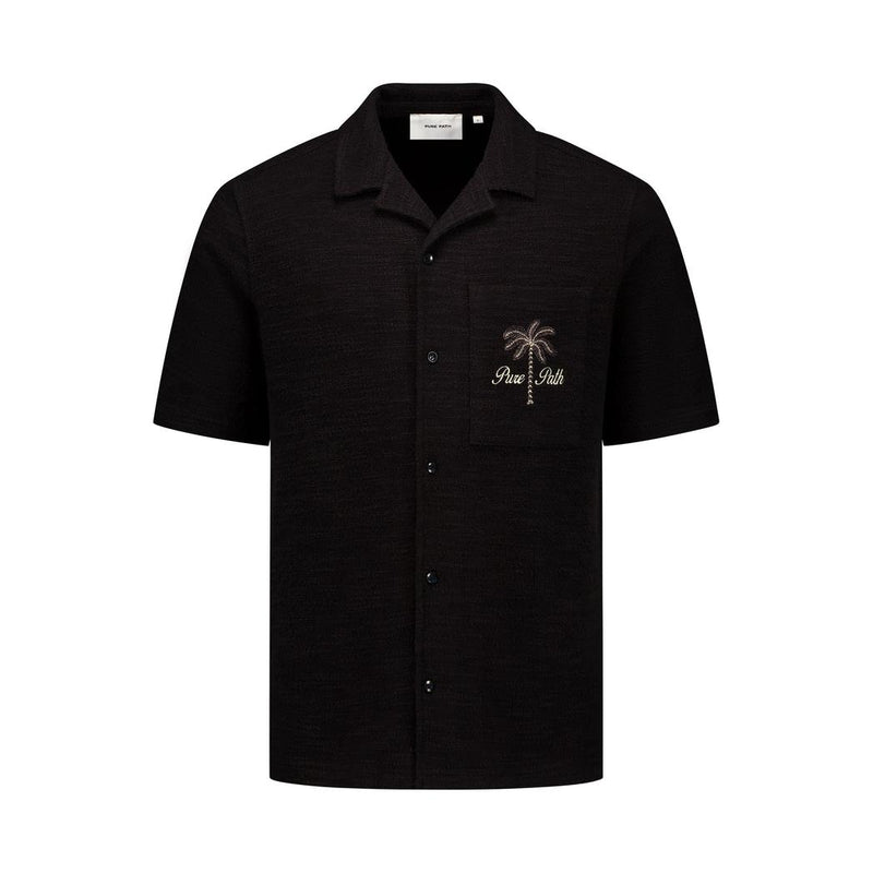 Short Sleeve Bouclé Palm Shirt Black