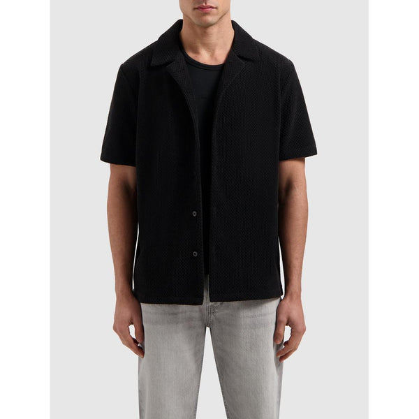 Short Sleeve Honeycomb Shirt Black-Pure Path-Mansion Clothing