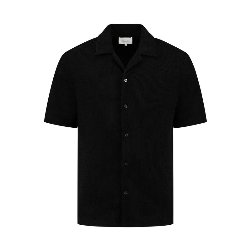 Short Sleeve Honeycomb Shirt Black-Pure Path-Mansion Clothing