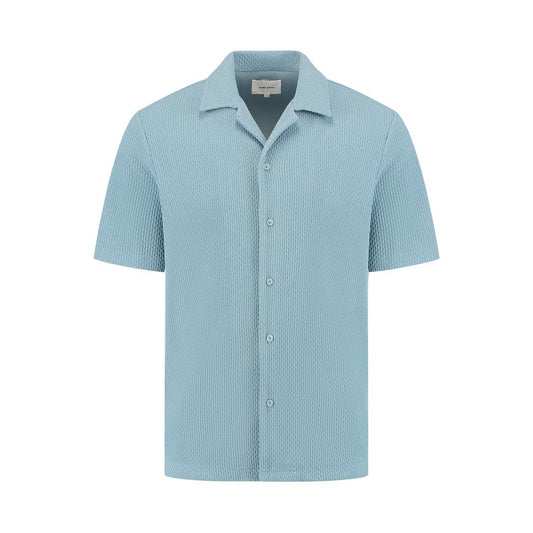 Short Sleeve Honeycomb Shirt Blue Grey