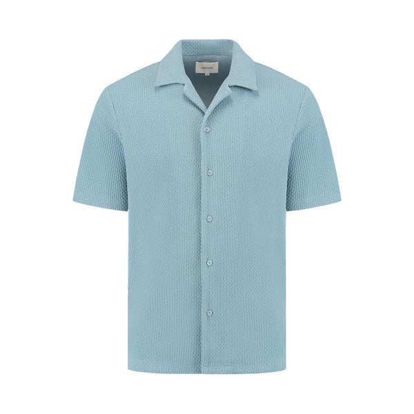 Short Sleeve Honeycomb Shirt Blue Grey