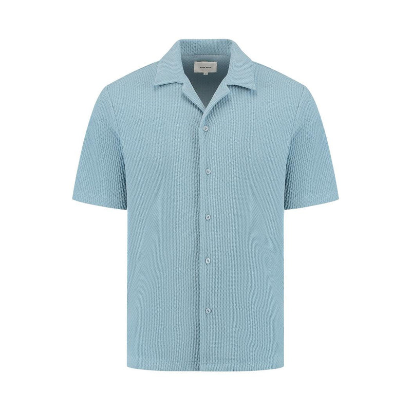 Short Sleeve Honeycomb Shirt Blue Grey