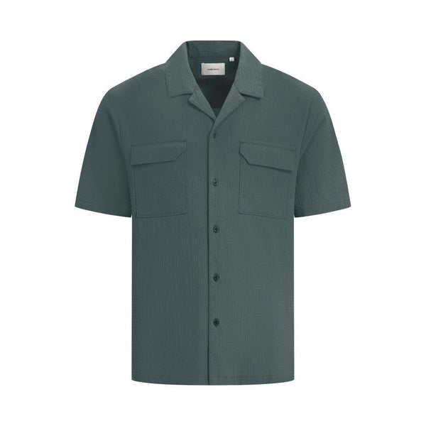 Short Sleeve Seersucker Shirt Faded Green