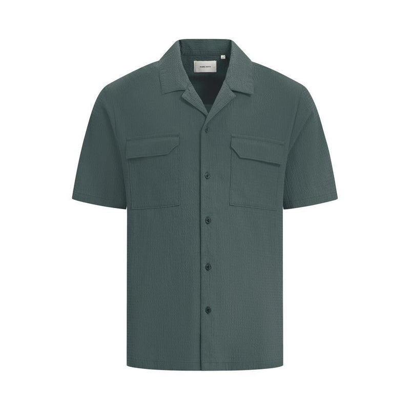 Short Sleeve Seersucker Shirt Faded Green