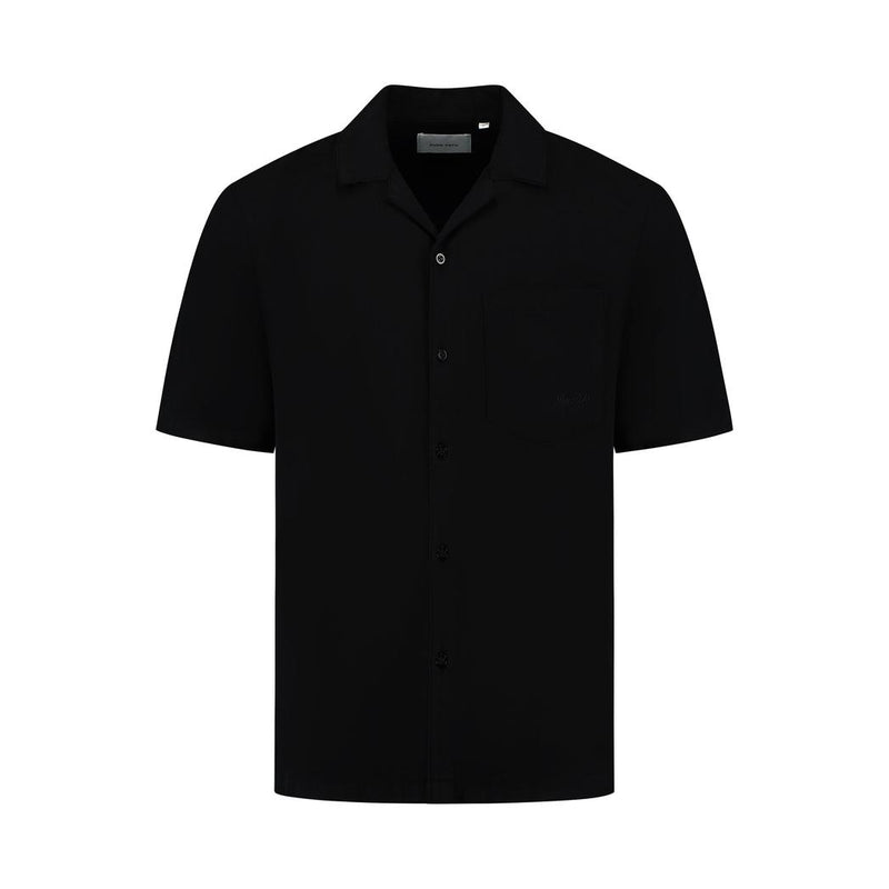 Short Sleeve Twill Shirt Black-Pure Path-Mansion Clothing