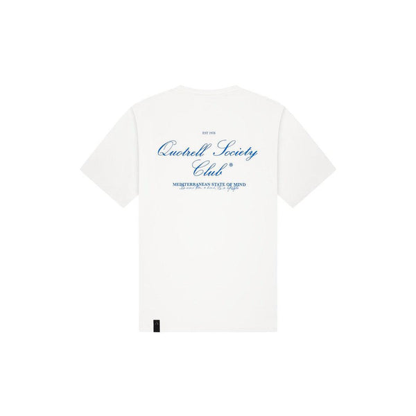 Society Club T-shirtWhite/Cobalt-Quotrell-Mansion Clothing