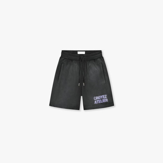 Sprayed Atelier Shorts Black-Croyez-Mansion Clothing