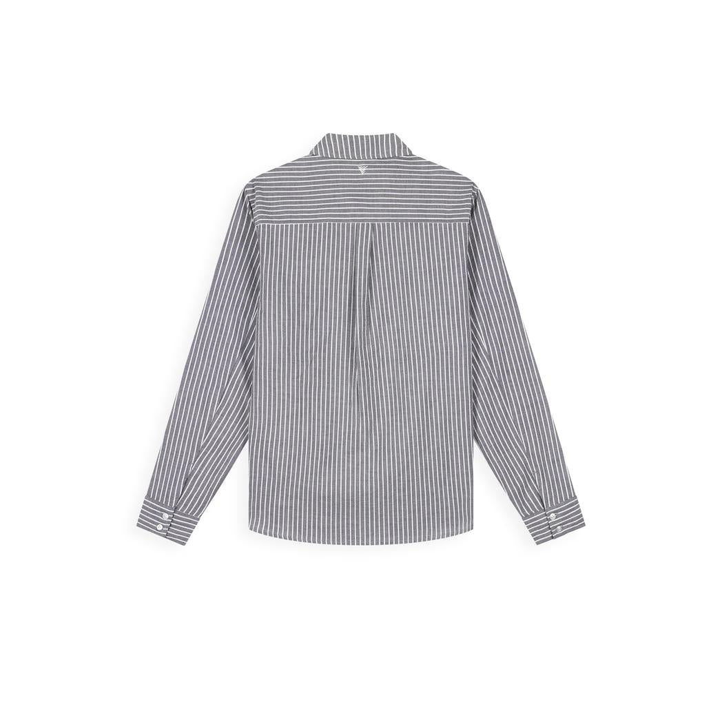 Striped Cotton Longsleeved Shirt Dark Navy-Pure Path-Mansion Clothing