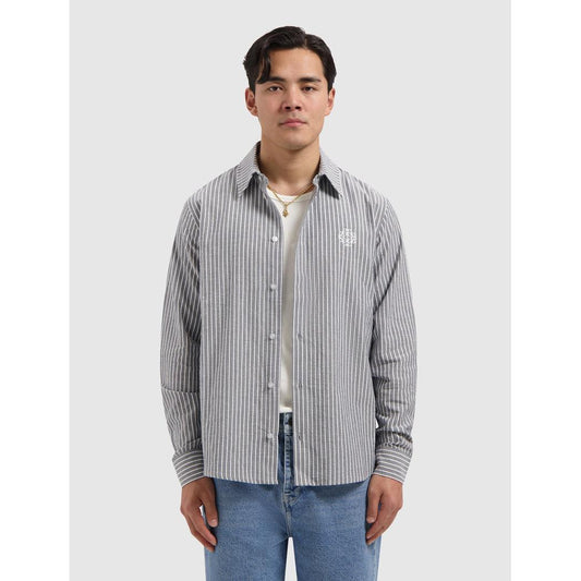 Striped Cotton Longsleeved Shirt Dark Navy
