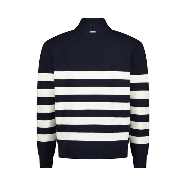 Striped Half Zip Knit Sweater-Purewhite-Mansion Clothing