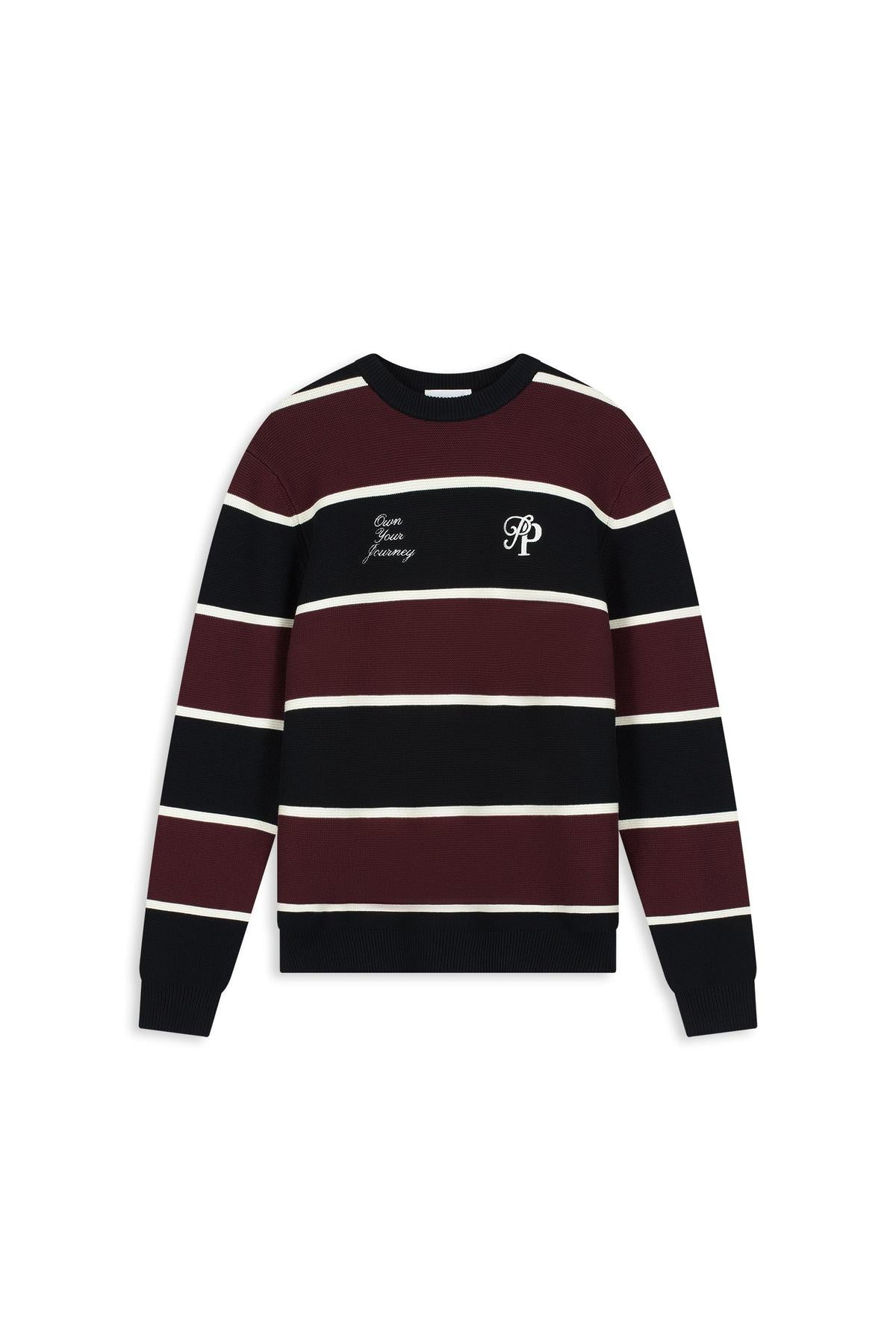Striped Knit Sweater Black-Pure Path-Mansion Clothing