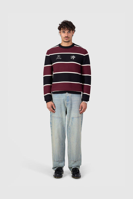 Striped Knit Sweater Black-Pure Path-Mansion Clothing