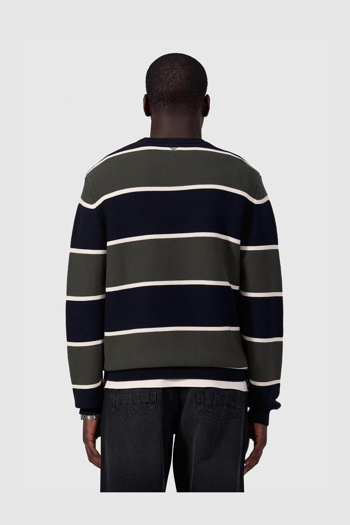 Striped Knit Sweater Dark Navy