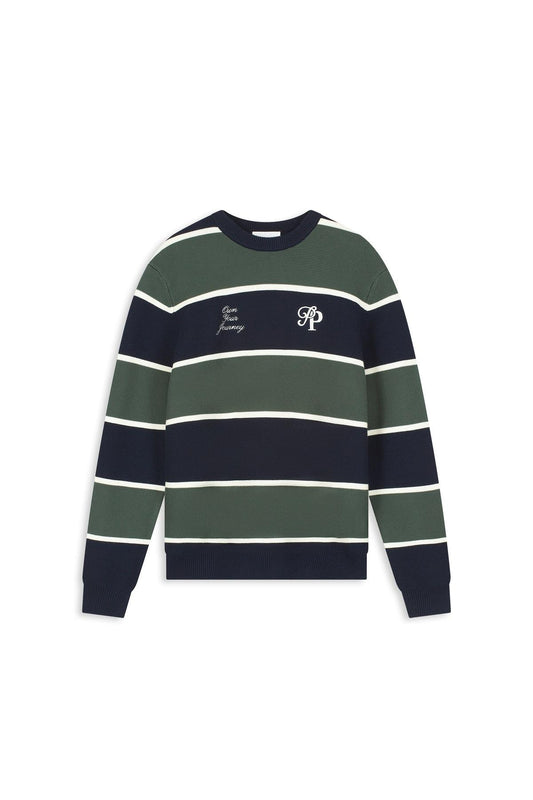 Striped Knit Sweater Dark Navy-Pure Path-Mansion Clothing