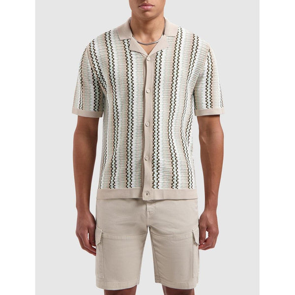 Striped Knitwear Shirt - Sand-Pure Path-Mansion Clothing