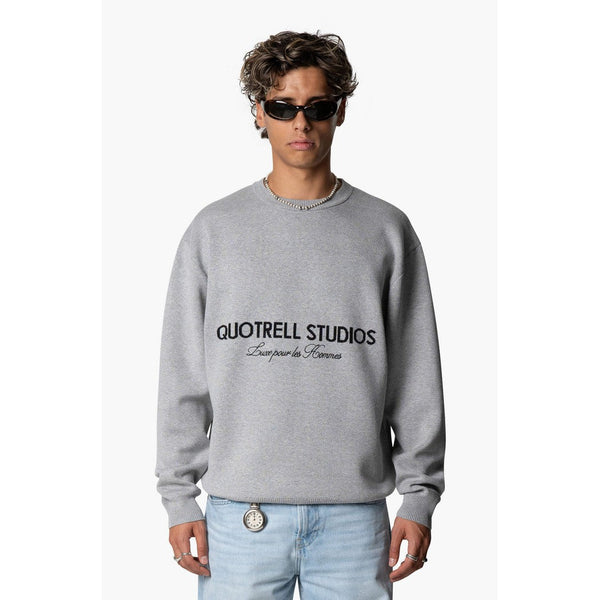 Studios Knitted Crewneck Grey Melee/Black-Quotrell-Mansion Clothing