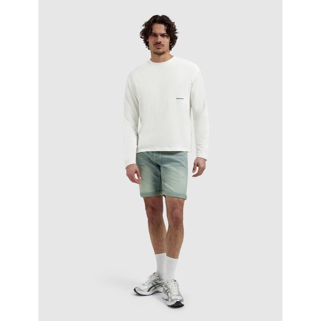 The Miles Slim Fit Short Denim Blue Green