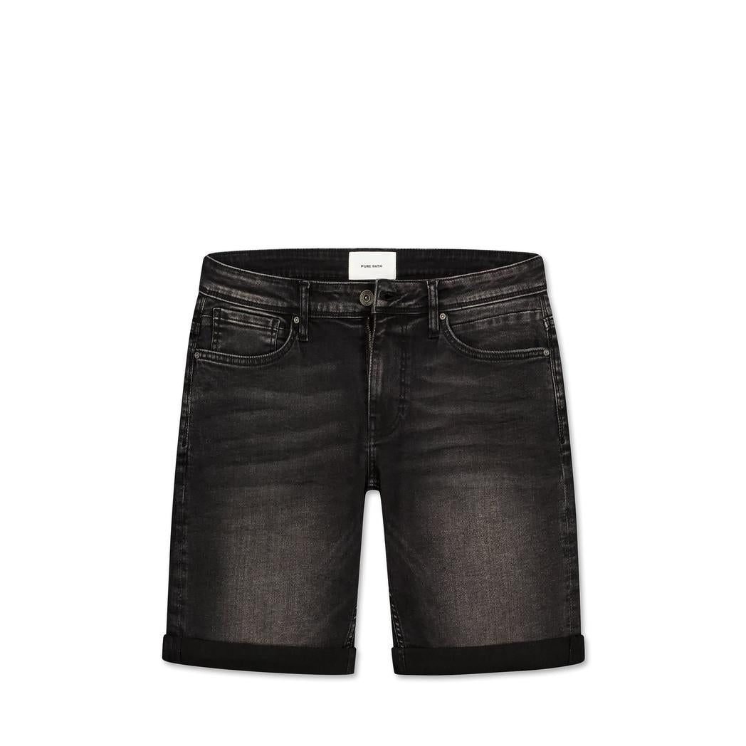The Miles Slim Fit Shorts Denim Dark Grey-Pure Path-Mansion Clothing