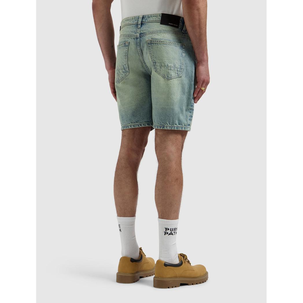 The Owen Regular Fit Short Denim Blue Green