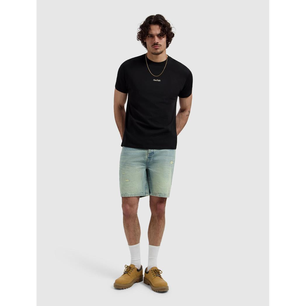 The Owen Regular Fit Short Denim Blue Green