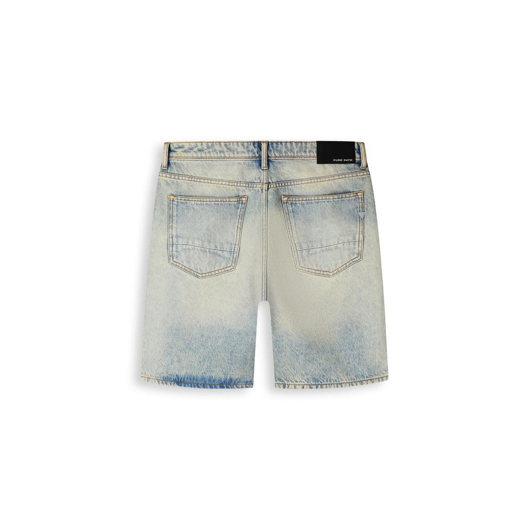 The Owen Regular Fit Short Denim Blue Green