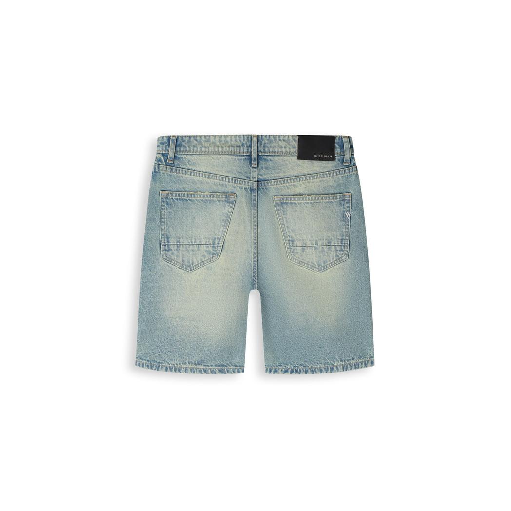 The Owen Regular Fit Short Denim Blue Green