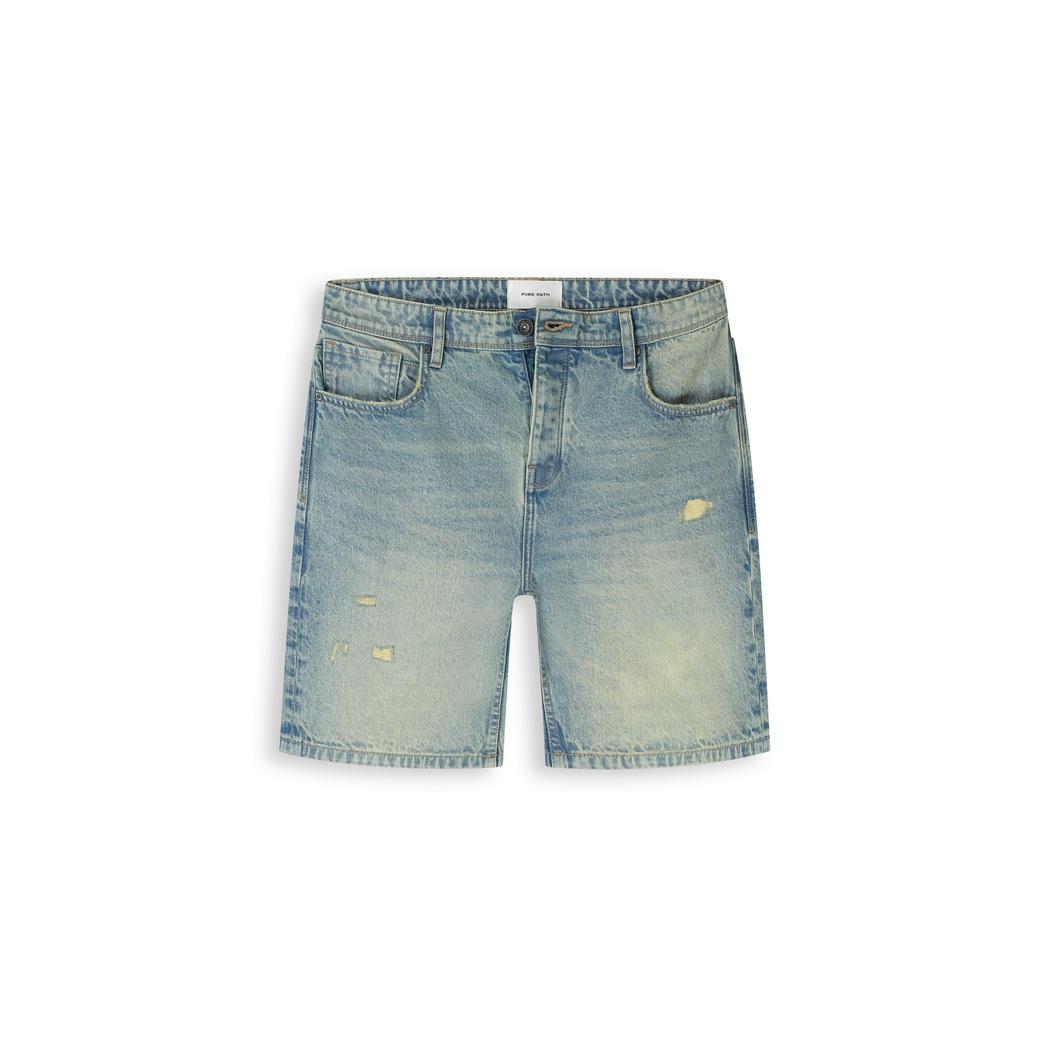 The Owen Regular Fit Short Denim Blue Green