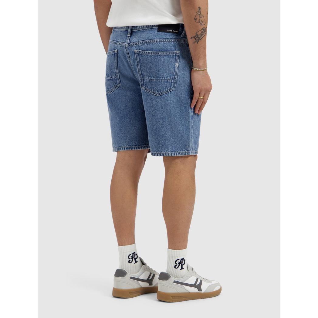 The Owen Regular Fit Short Denim Mid Blue-Pure Path-Mansion Clothing