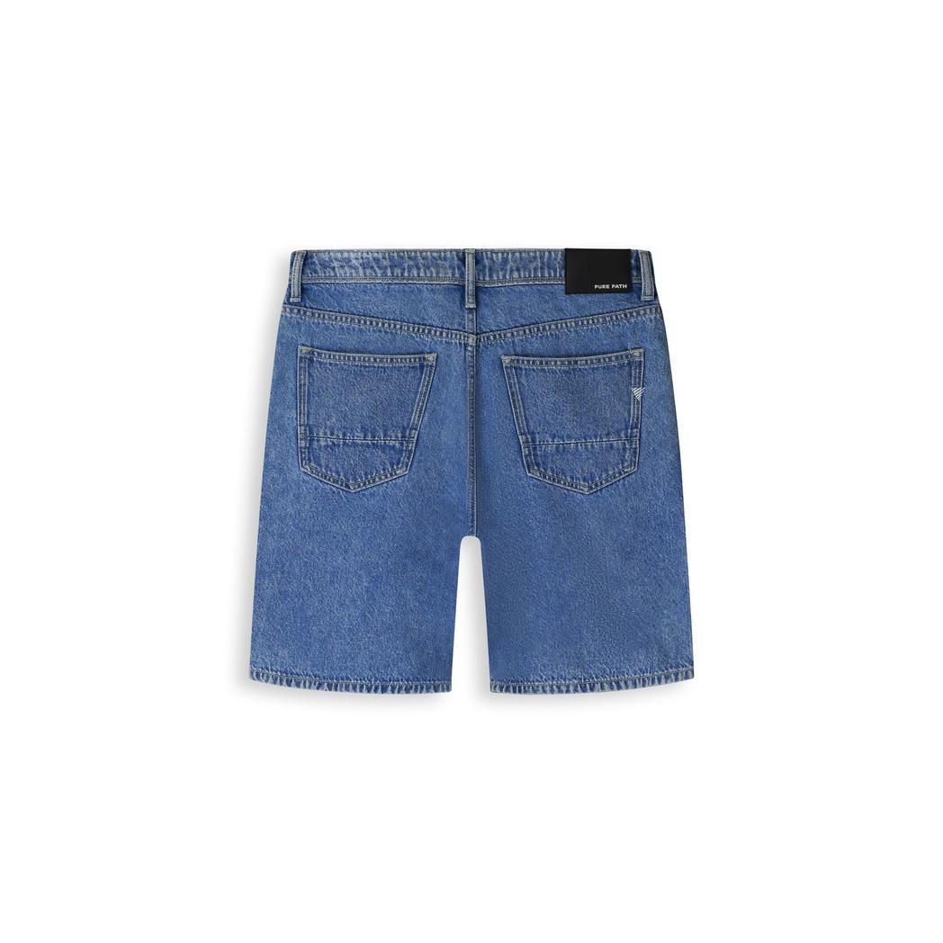 The Owen Regular Fit Short Denim Mid Blue-Pure Path-Mansion Clothing