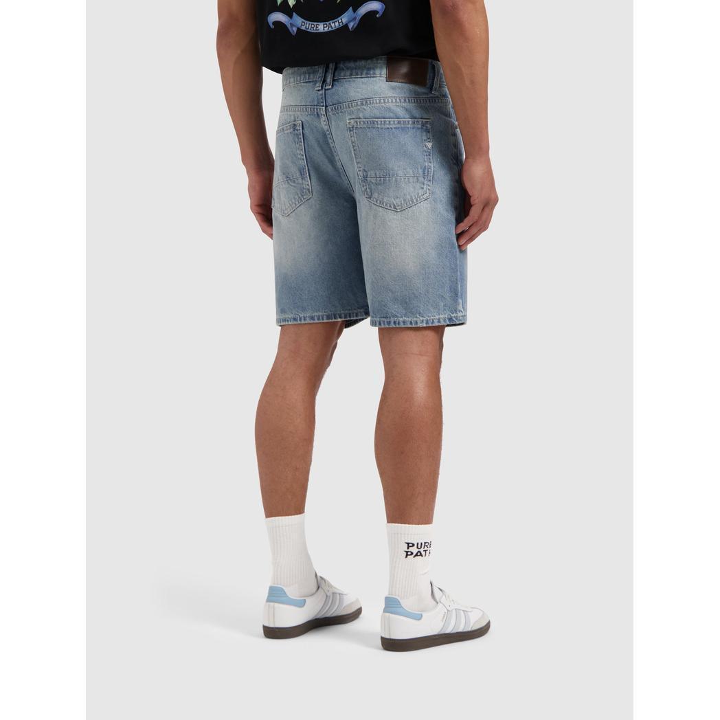 The Owen Regular Fit Shorts Denim Mid Blue-Pure Path-Mansion Clothing