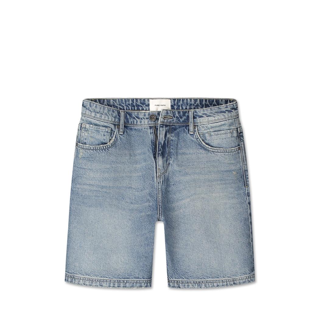 The Owen Regular Fit Shorts Denim Mid Blue-Pure Path-Mansion Clothing