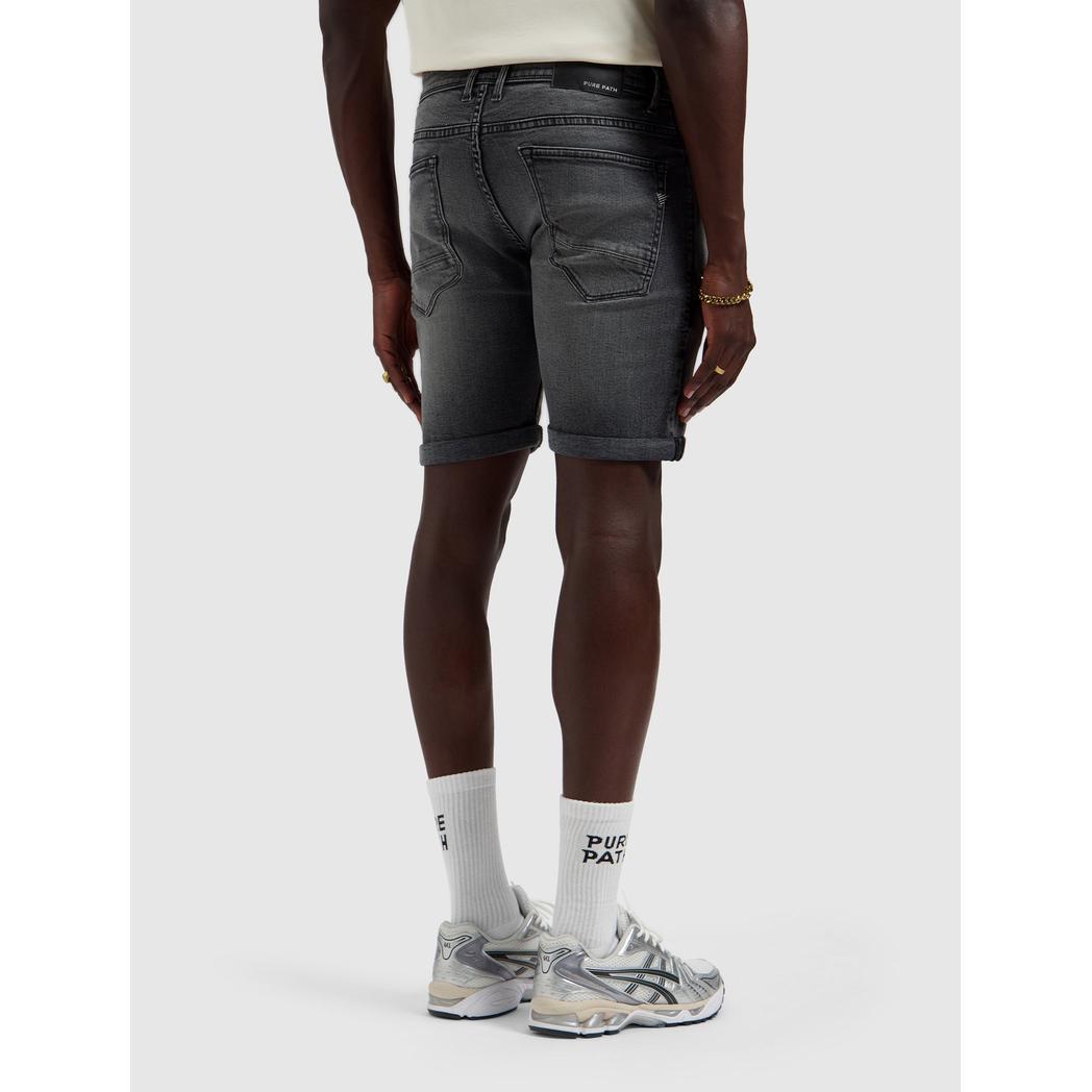The Steve Skinny Fit Short Denim Dark Grey-Pure Path-Mansion Clothing