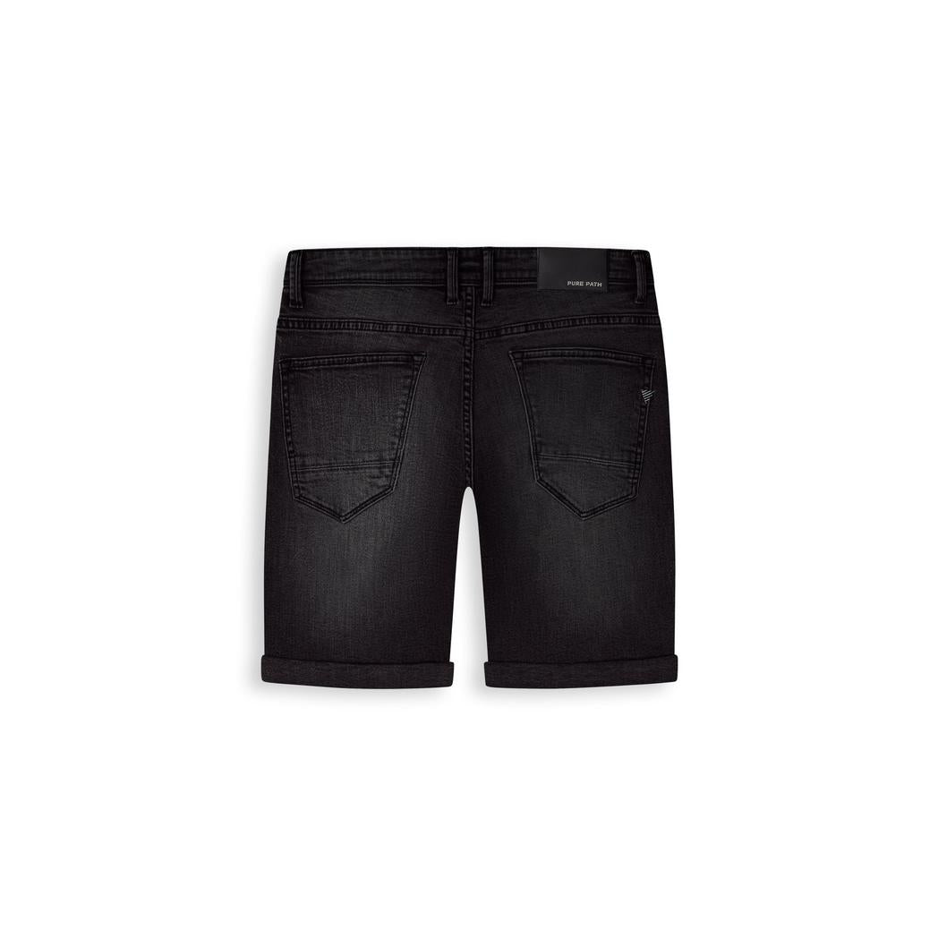The Steve Skinny Fit Short Denim Dark Grey-Pure Path-Mansion Clothing