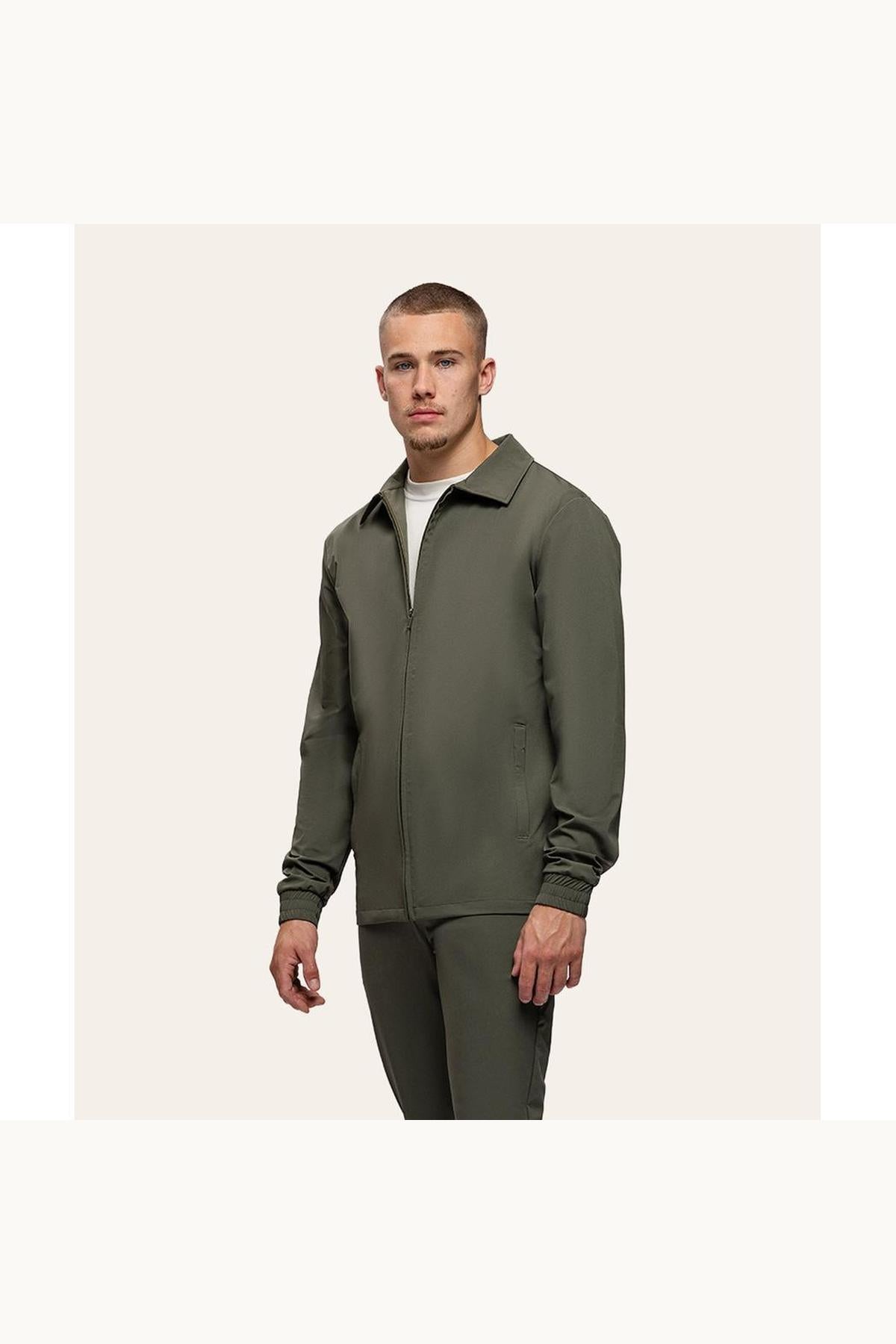 Tracksuit Jacket with Collar Olive