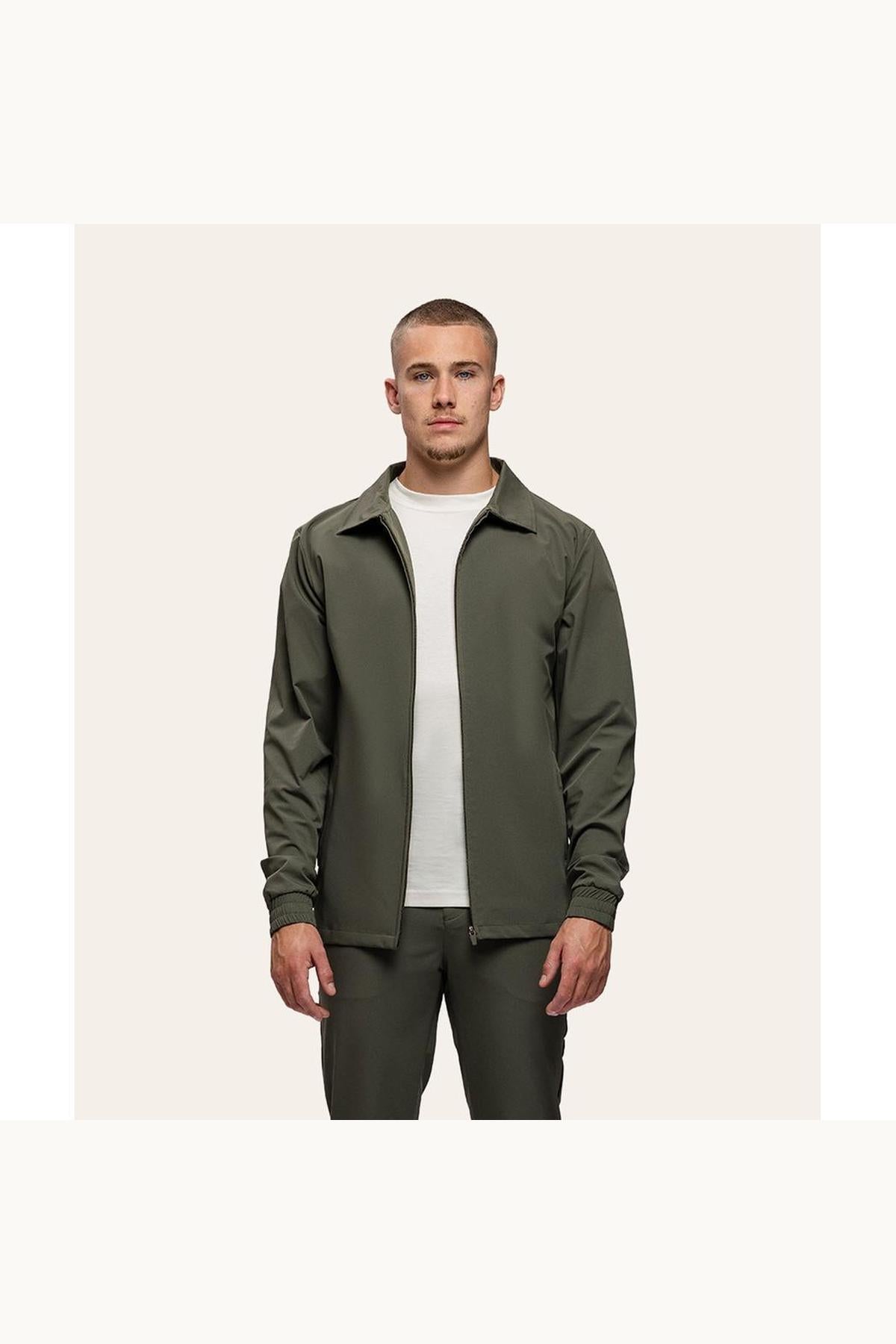 Tracksuit Jacket with Collar Olive